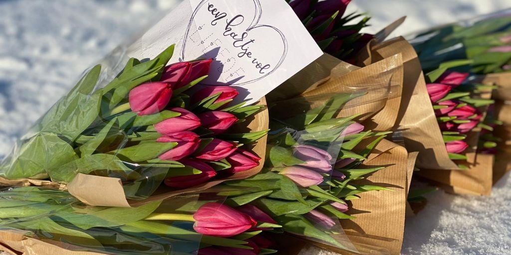 Ladies Circle Dronten deelt tulpen uit